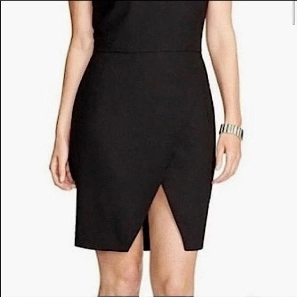 NEW Lauren Ralph Lauren Black Faux Wrap Skirt Size 8 Modern Classic Workwear